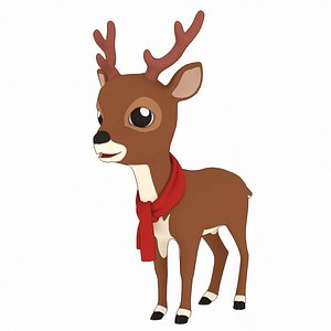 cartoon christmas deer 3D model