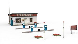 Gas station old 3D