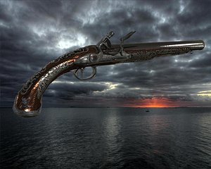 flintlock pirate pistol 3D model
