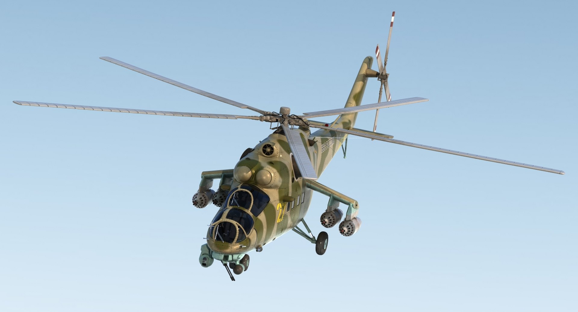 Russian Large Helicopter Gunship Mi-35M Rigged 3D Model 3D model preview