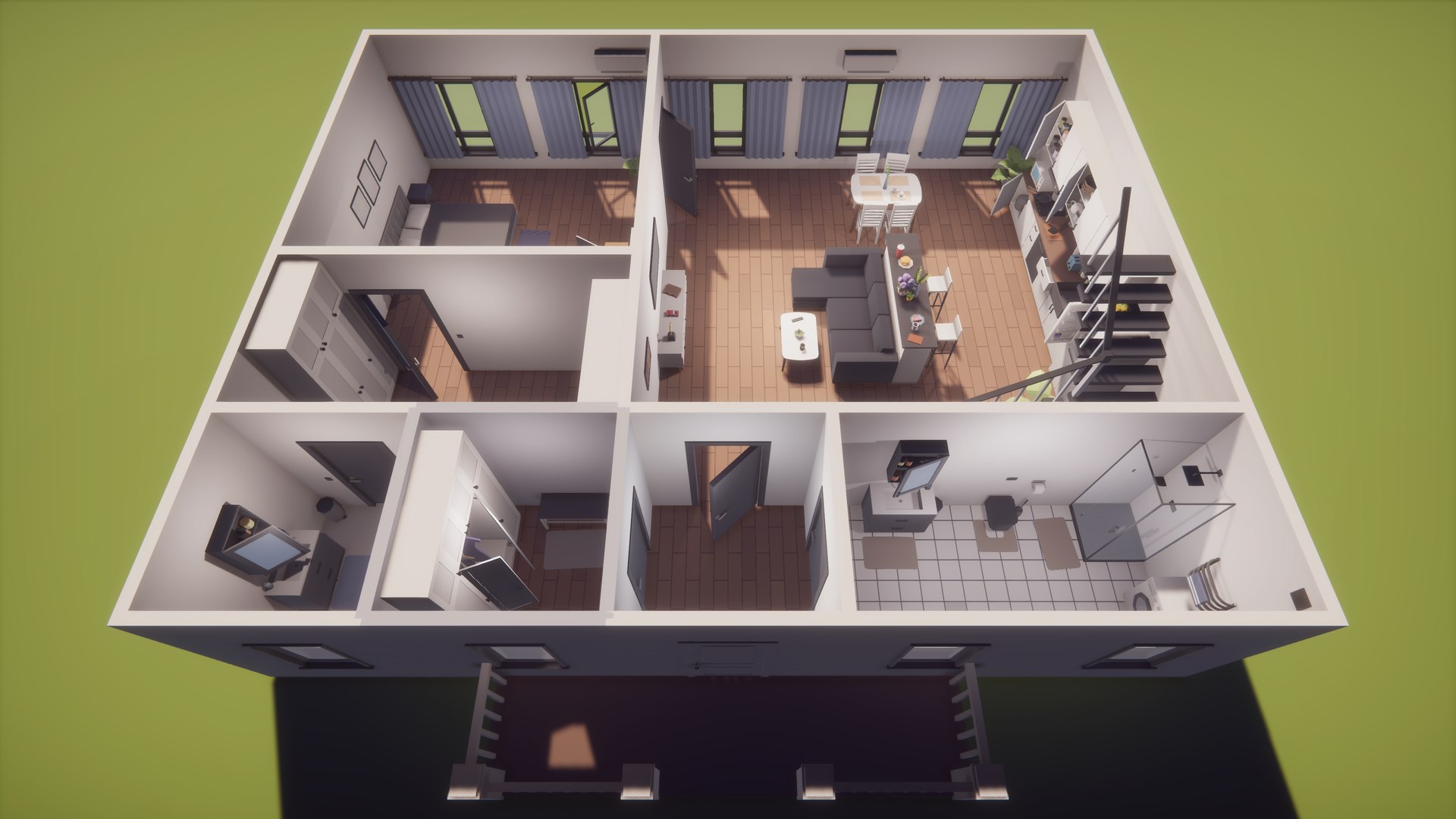 Low Poly House Interior And Exterior 3D Model - TurboSquid 1869976