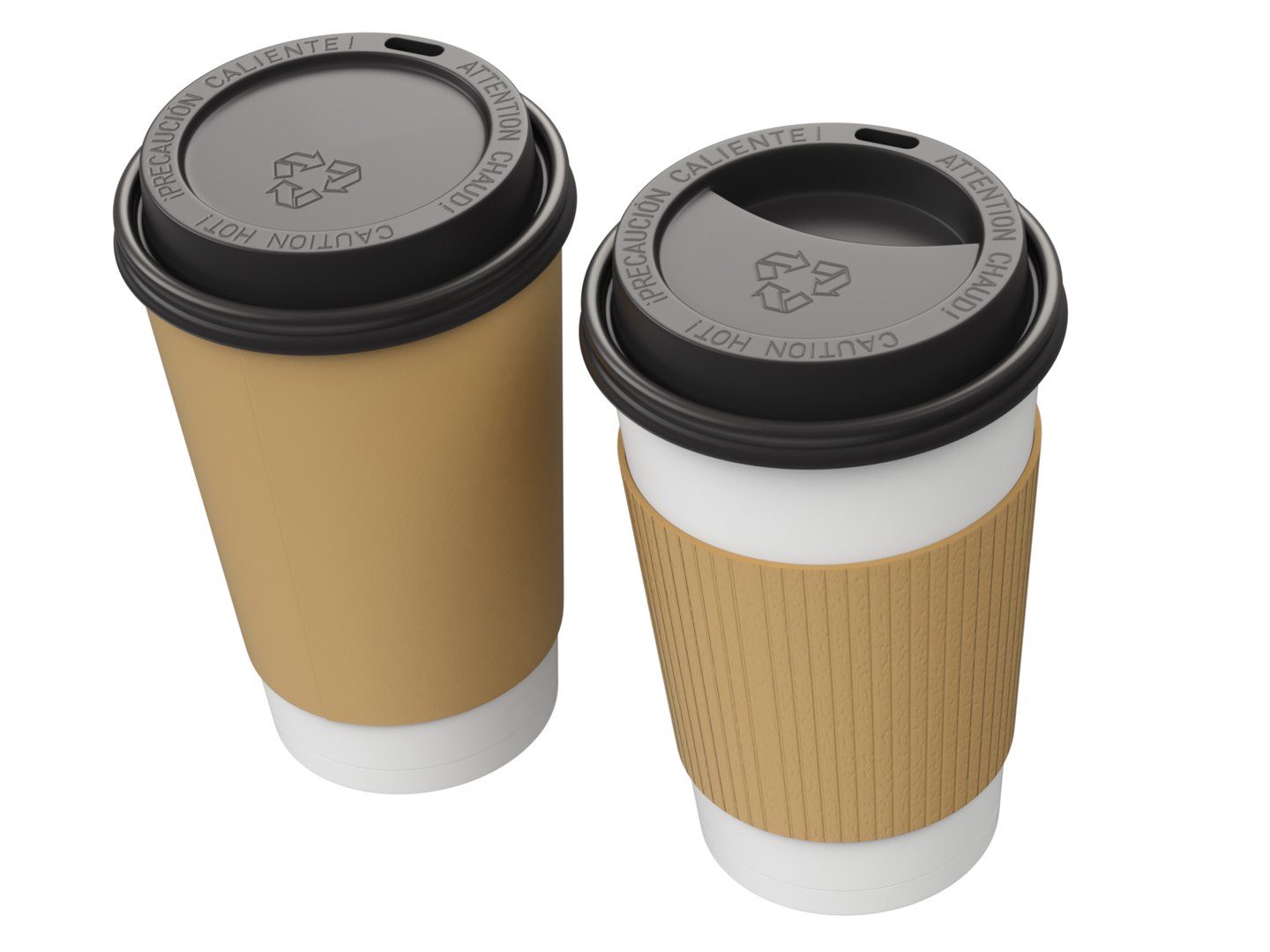 Coffee To-Go - Group of Plastic Cups with Flat lids 3D model pack