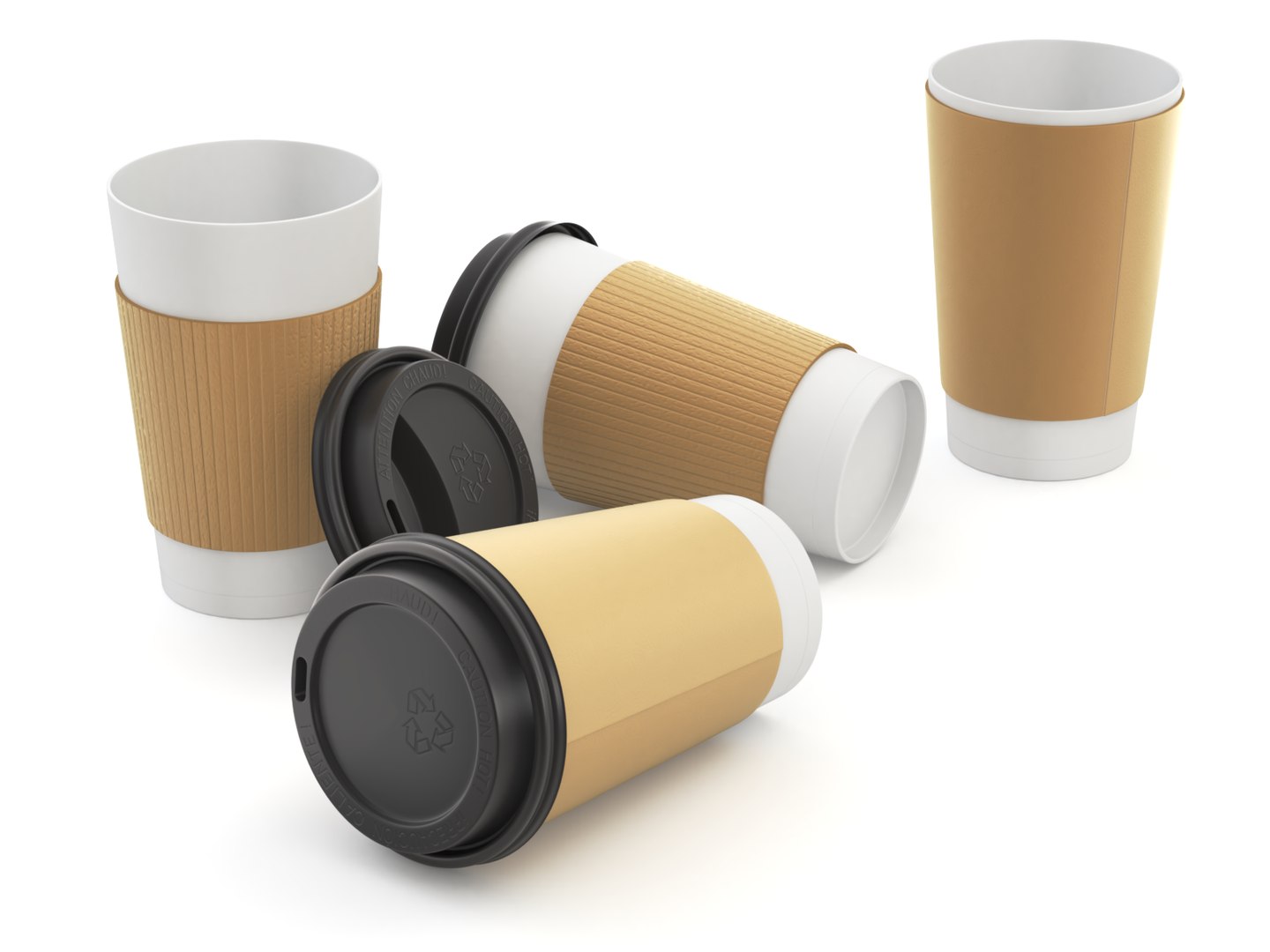 Coffee Paper Cup With Lid and Stopper 3D model - TurboSquid 2135372