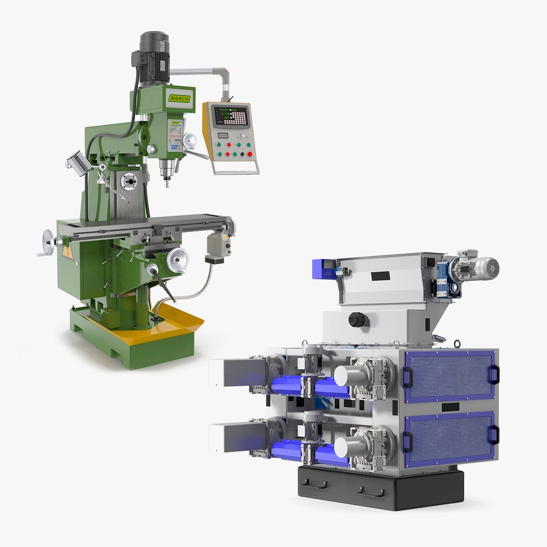Milling Machines Collection 3D model preview