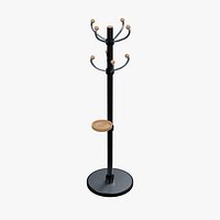Eight Hook Coat Stand with Timber Tips and Supported Utility Tray