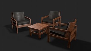 Coffee Table and Seats 3D model