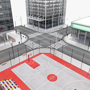 3D City street intersection 02