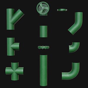Modular Industrial Pipes Game Ready PBR