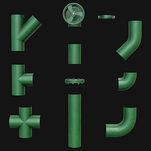 Modular Industrial Pipes Game Ready PBR