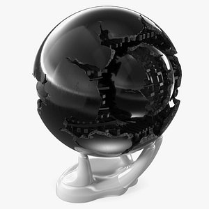 Black Fractured Sphere in Hand 3D model