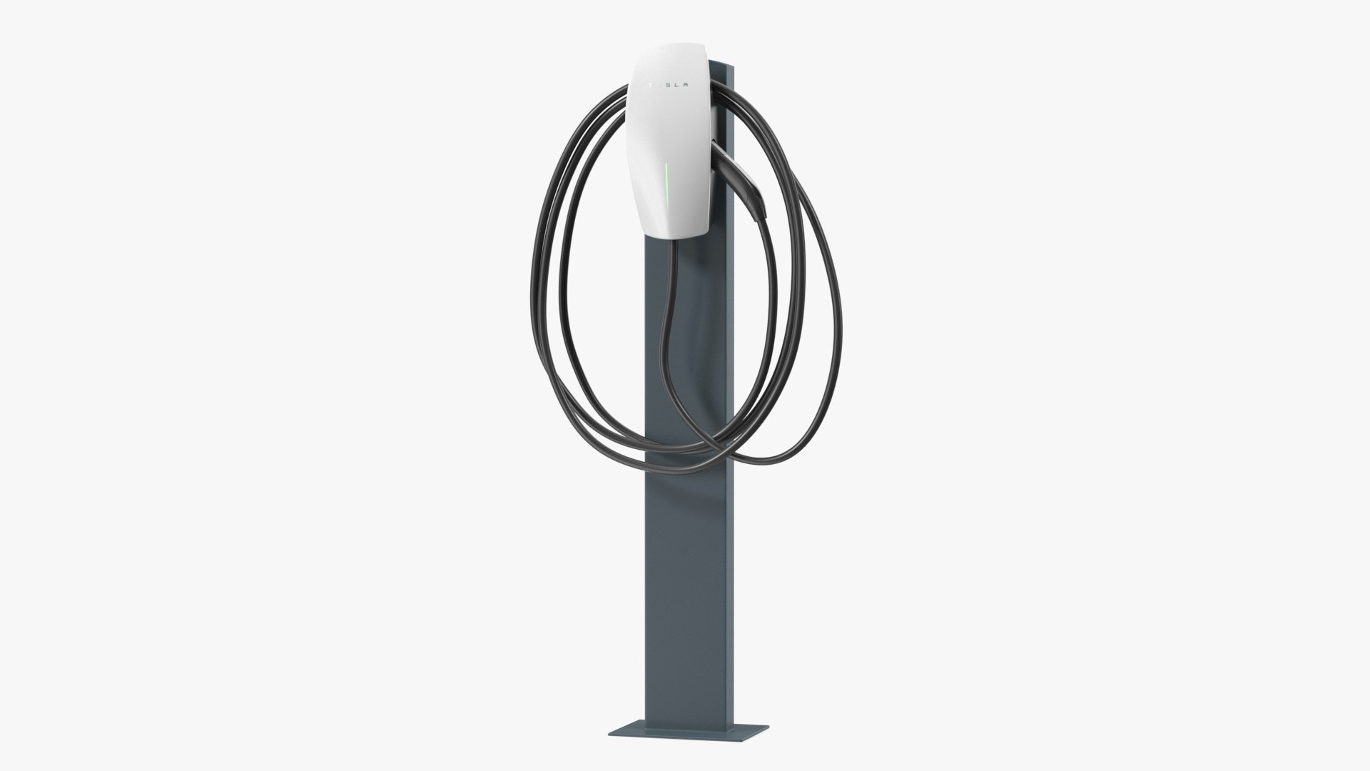 Pedestal Mounted EV Charging Station Tesla White 3D model preview
