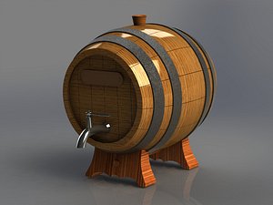 wooden barrel alcoholic iron 3d obj