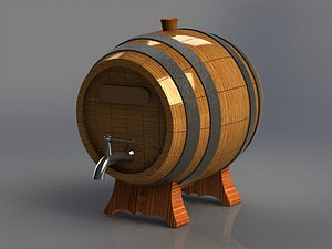 wooden barrel for alcoholic with an iron tap