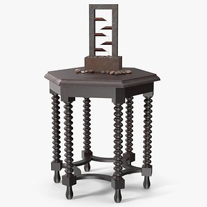 3D Cascading Desk Fountain on Antique Table model