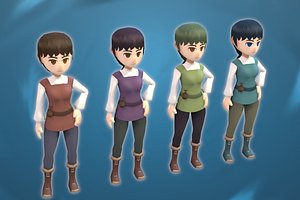Stylized NPC - Peasant Kaida 3D model