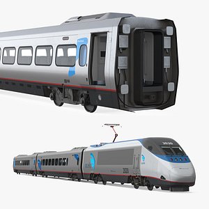 Amtrak Acela Train Rigged 3D