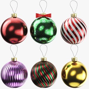 Detailed Christmas Balls Ornaments 3D