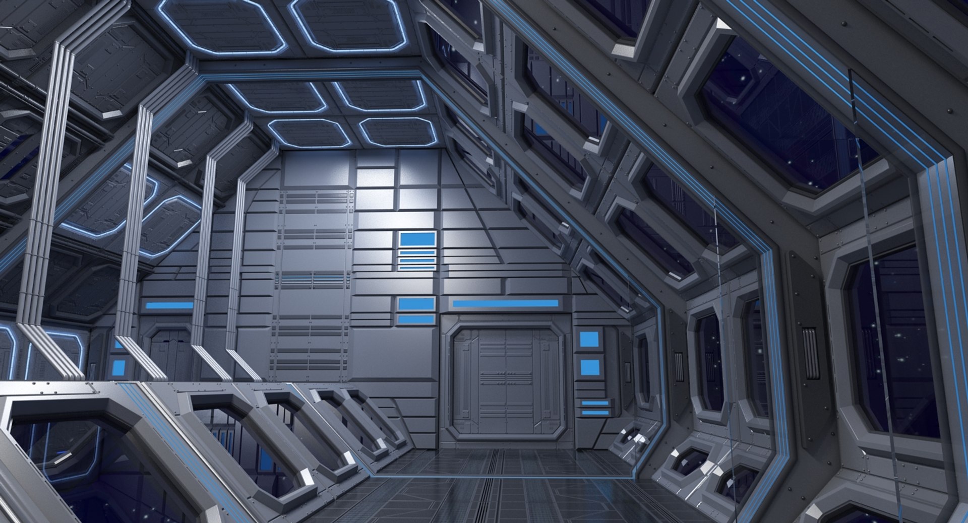 3d Sci-fi Interior Scene Model