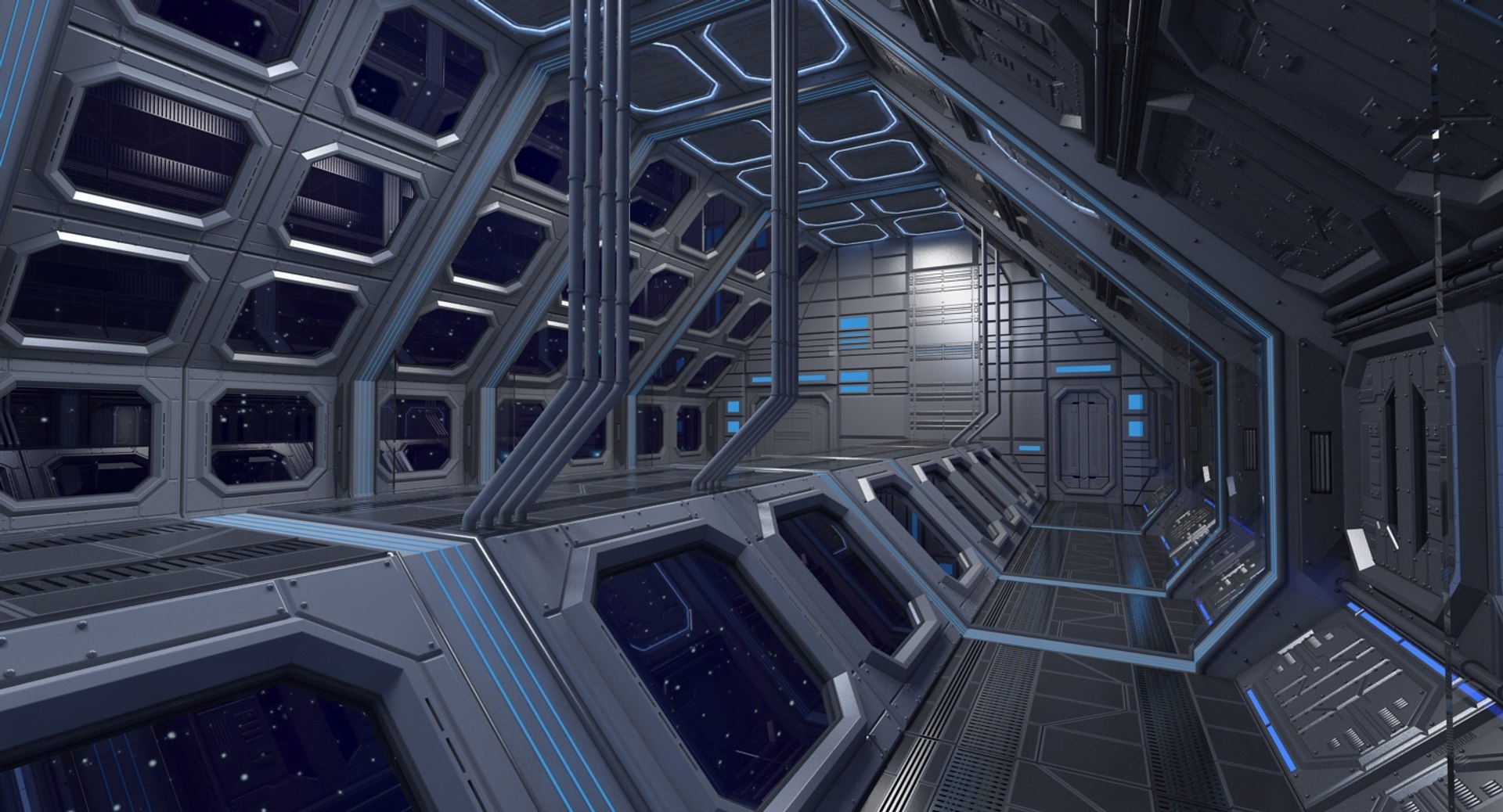 3d Sci-fi Interior Scene Model