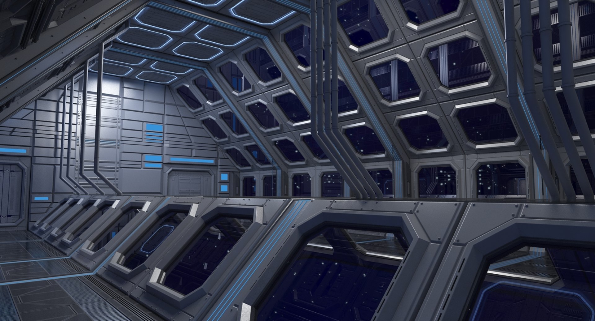 3d Sci-fi Interior Scene Model