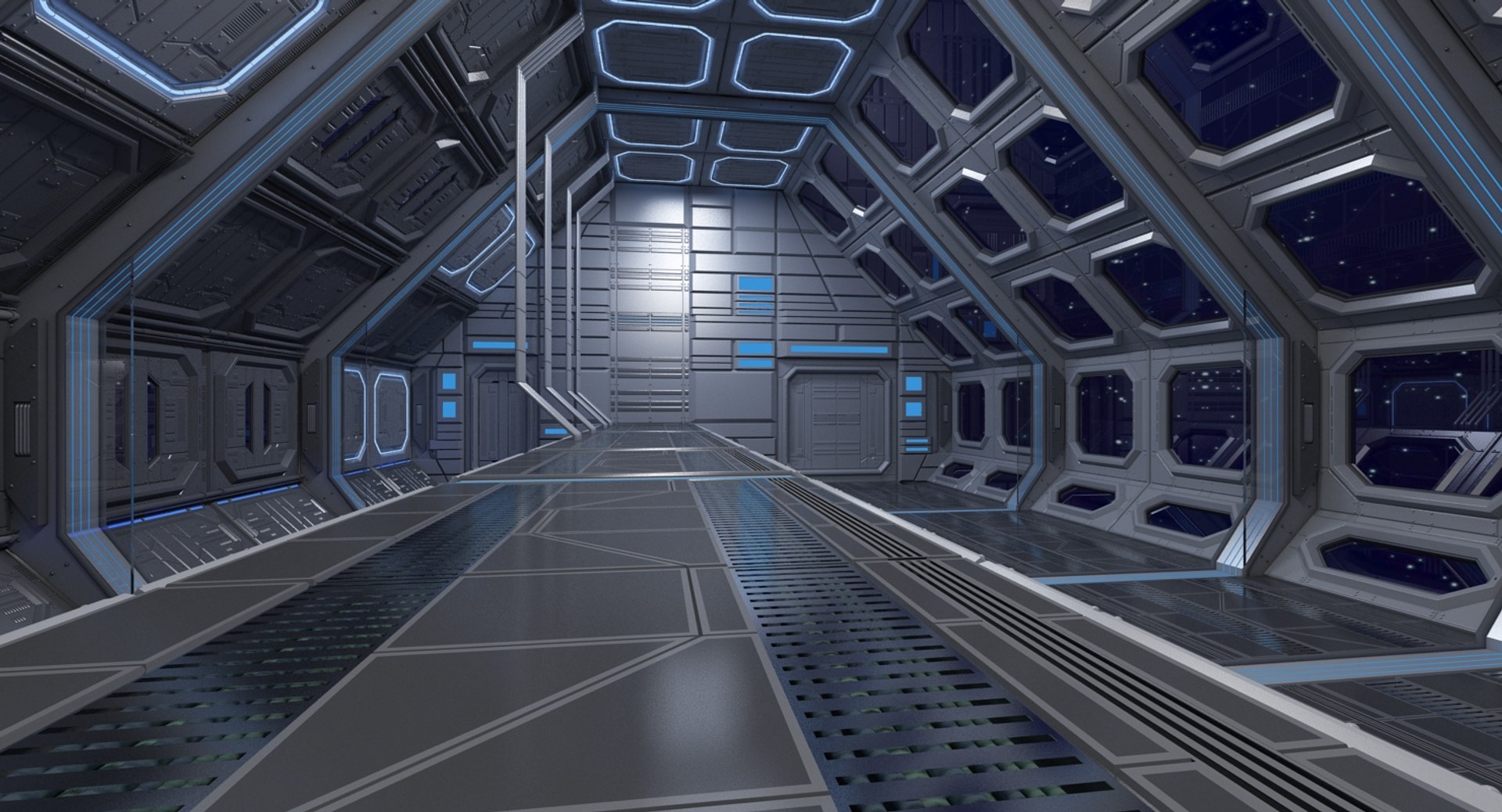 3d Sci-fi Interior Scene Model