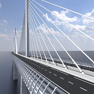 3D Suspension Bridge Millau Viaduct model