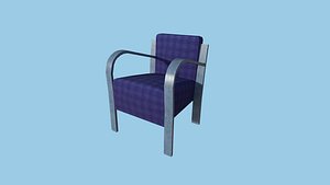 Blue Plaid Armchair - Furniture Interior Design 3D model