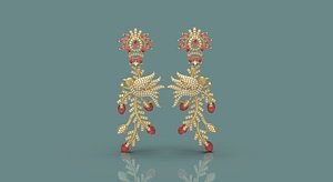 Beautiful Bird Earring - 0017 3D model