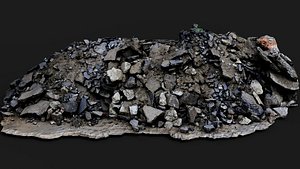 3D debris ruins destroyed asphalt concrete pile PBR photogrammetry