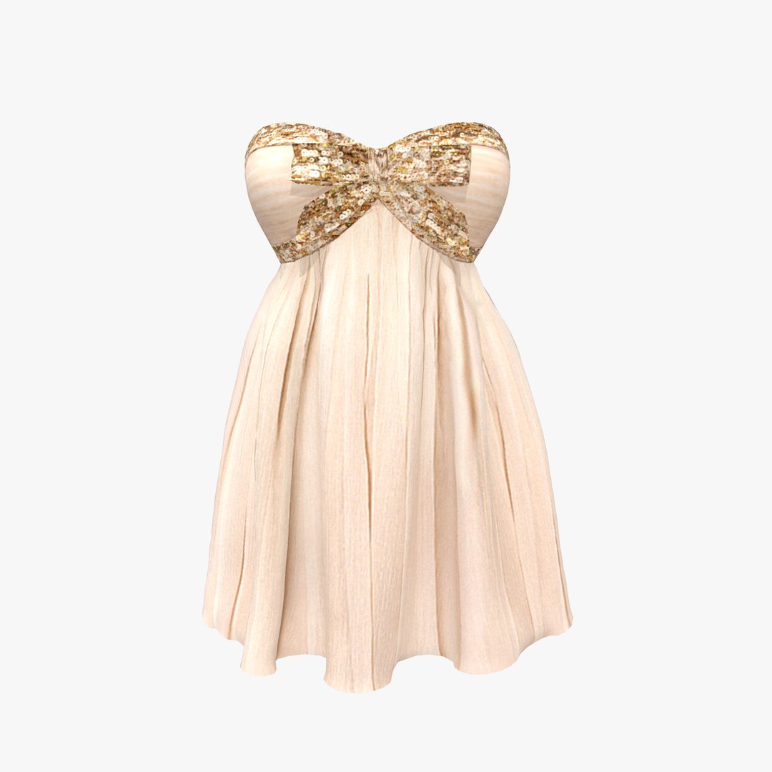 3D model Strapless Dress With Bow - TurboSquid 1795066