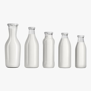 3D Milk Bottles Set