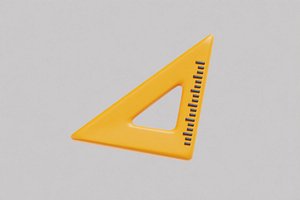 3D Triangular Ruler Cartoon