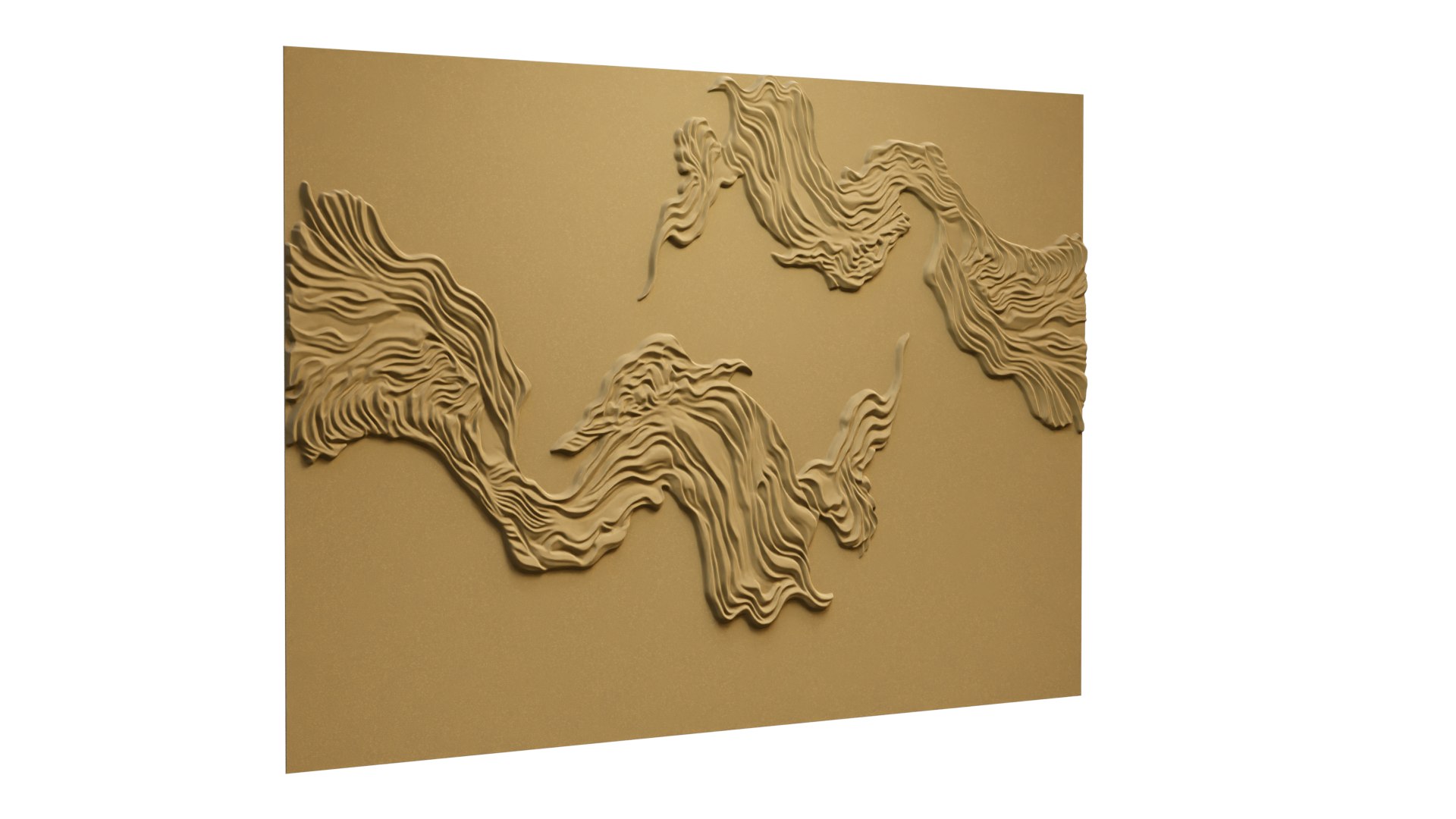 3D Modern Wavy Relief Panel Wall Decor Set STL Mural CNC 377 Model ...