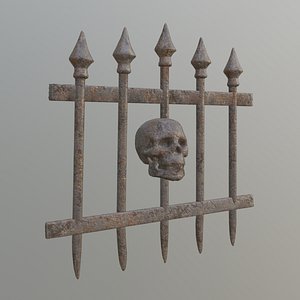 metal skull fence halloween 3D model