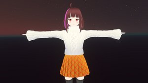 Game Ready Low Poly Anime Character Girl 28 3D