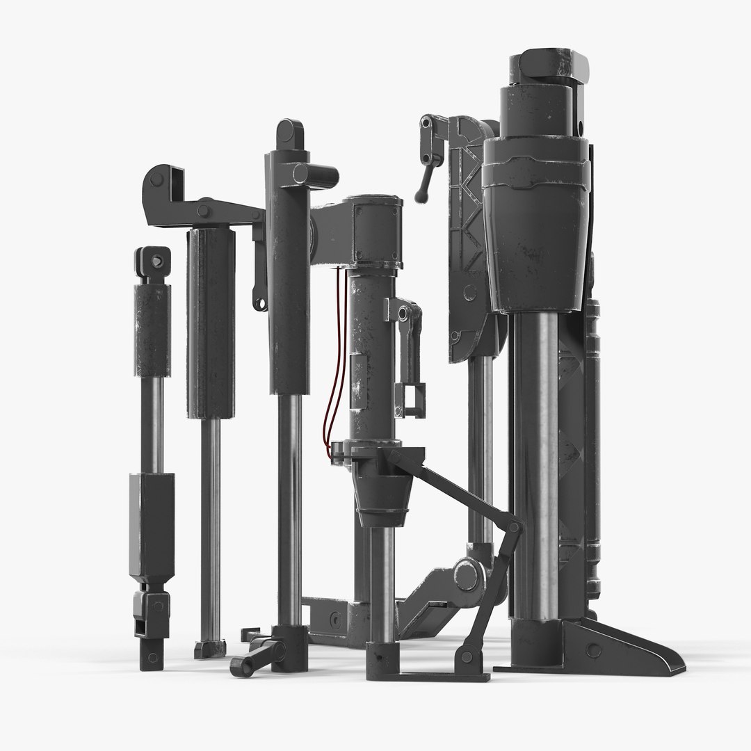 Sci-Fi Painted Hydraulic Cylinders Set 3D model preview