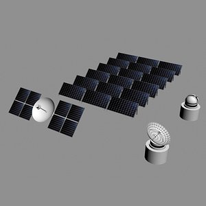3D model Cartoon Space satellite with telescope and solar panels