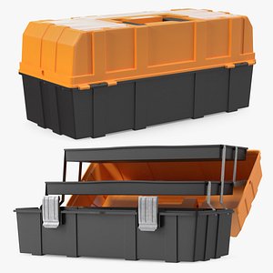 3D Three Layer Folding Plastic Toolbox Rigged