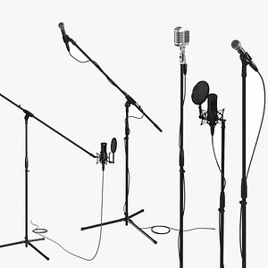 Microphone Collection with Stand 3D