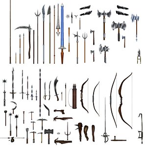 DnD Monk Weapons Buldle 3D Model Collection