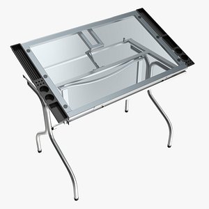 Folding glass top adjustable drafting table