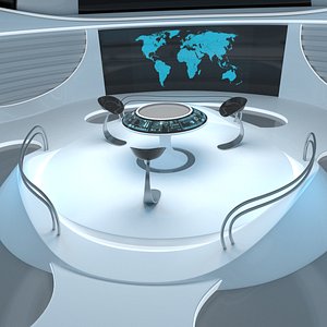 3D sci-fi futuristic control room model