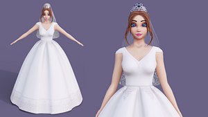 Cartoon Bride Girl No Rigged