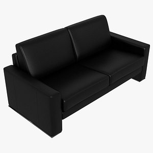 Modular Black Leather Sofa