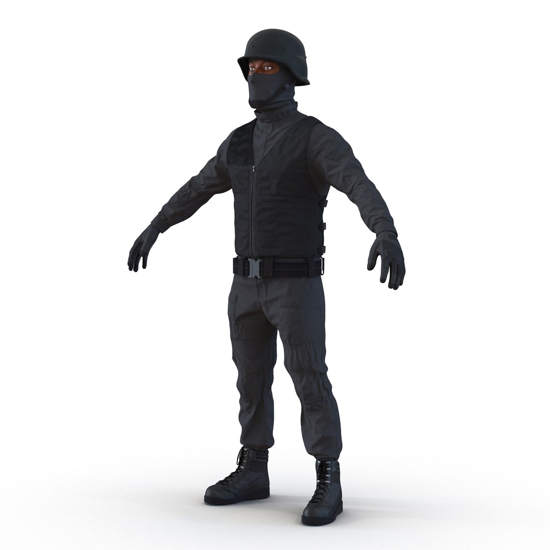 SWAT Man Afro American 2 3D Model 3D model preview