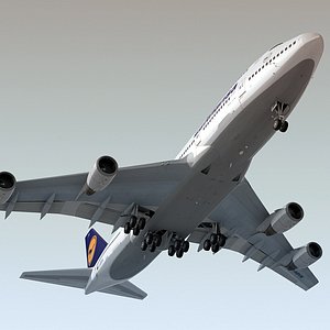 3d boeing 747-400 plane lufthansa
