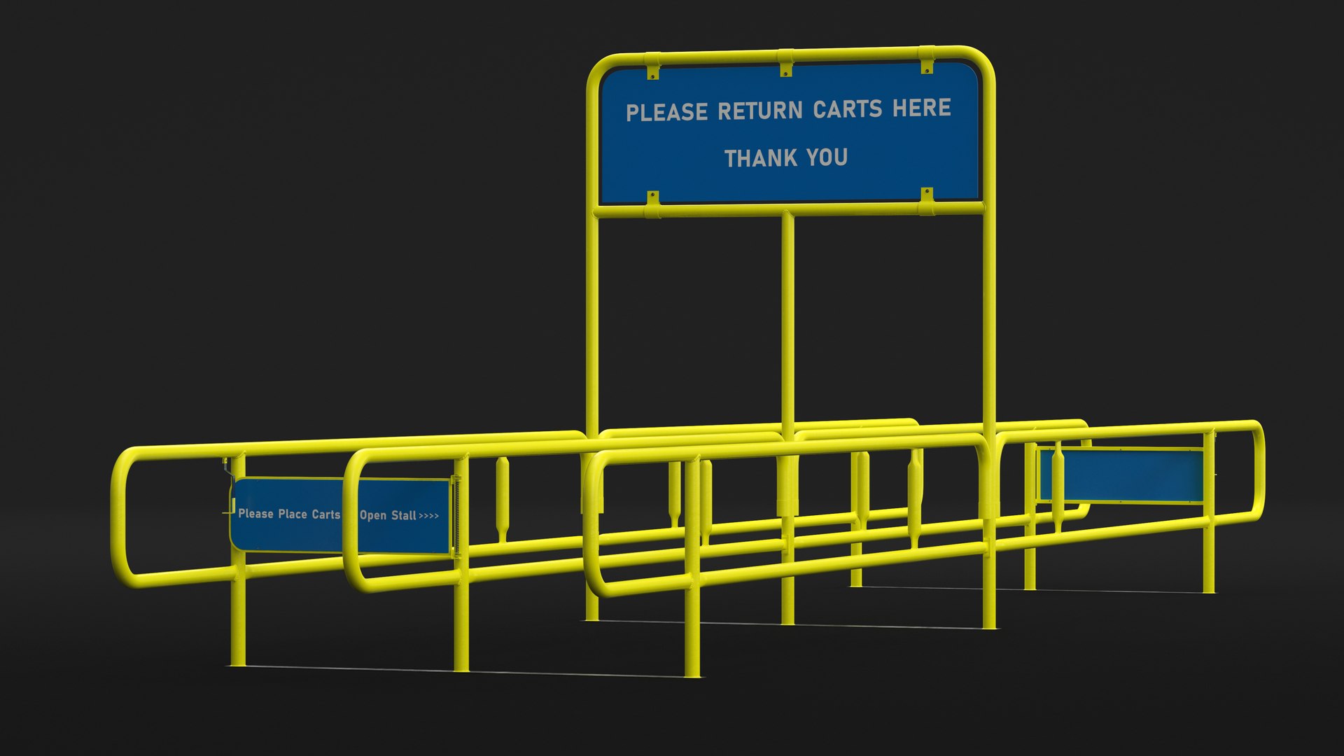 Corral For Shopping Carts Bidirect Yellow 3D - TurboSquid 2027728