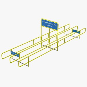 Corral for Shopping Carts Bidirect Yellow 3D