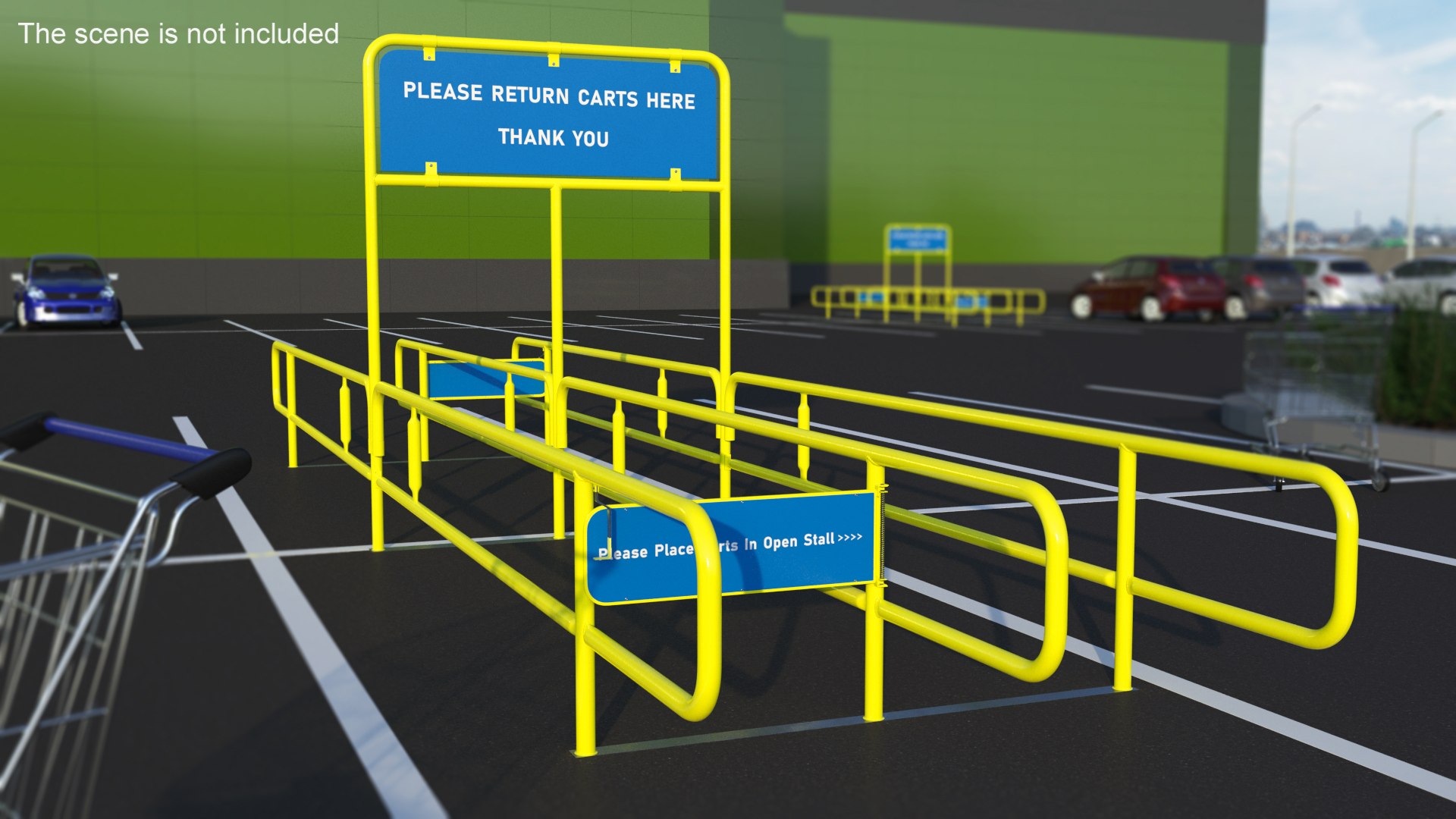 Corral For Shopping Carts Bidirect Yellow 3D - TurboSquid 2027728