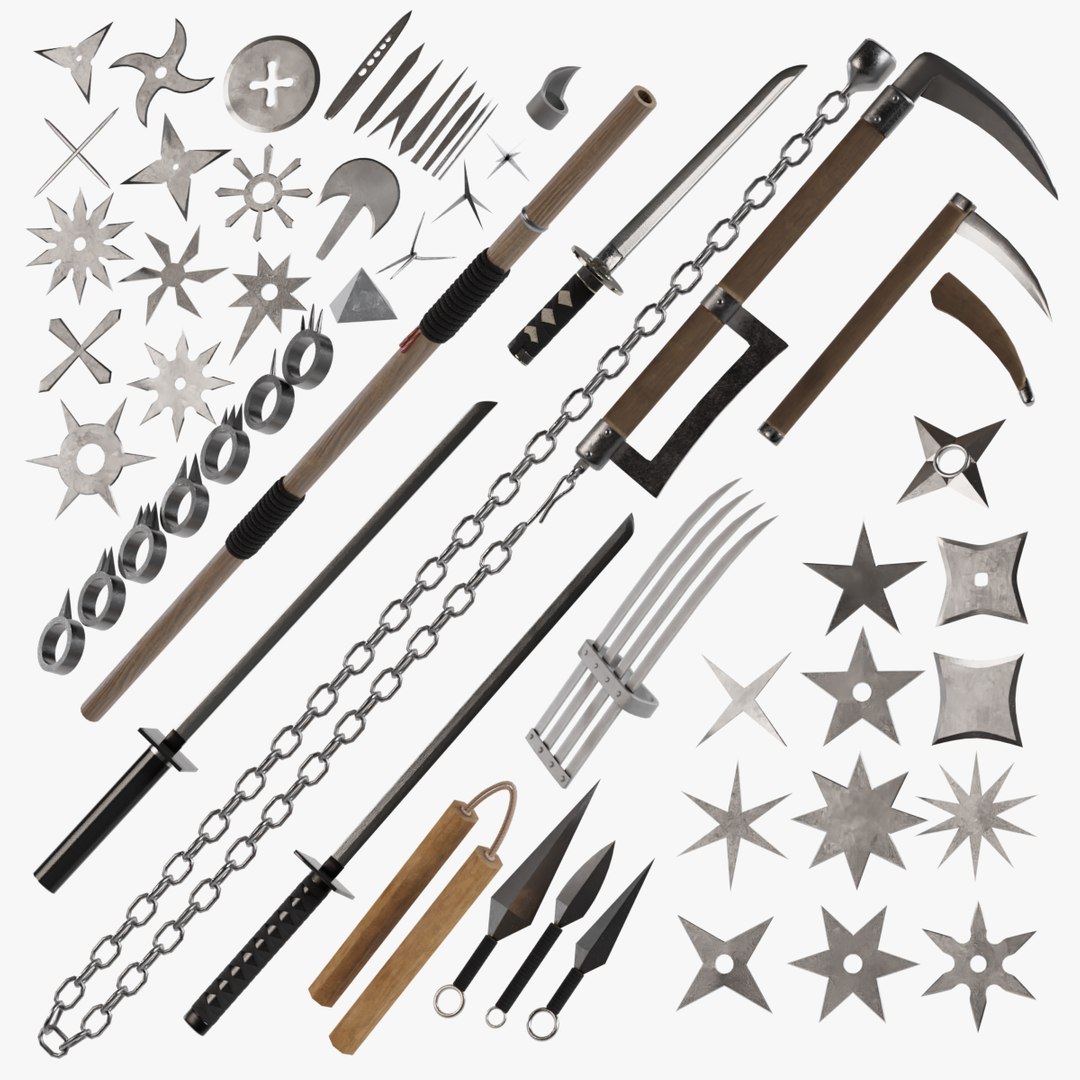 3D Ninja Weapon Pack model https://p.turbosquid.com/ts-thumb/Db/ykKJh4/DZ/3/png/1721071785/1920x1080/fit_q87/42d73b2b9d901719fea4d5f885a6ae3a03d884bd/3.jpg